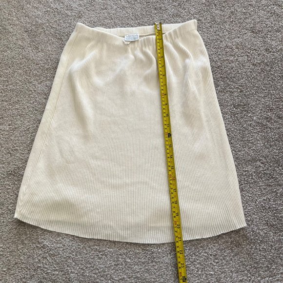 Moda Intl Vintage Cream Cotton Knee-length Ribbed Stretchy Skirt - Picture 6 of 7